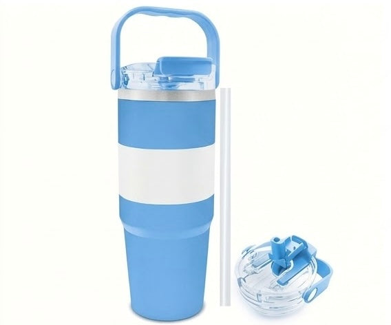 30oz Stainless Steel Insulated Tumbler – Double Wall with Lid & Straw