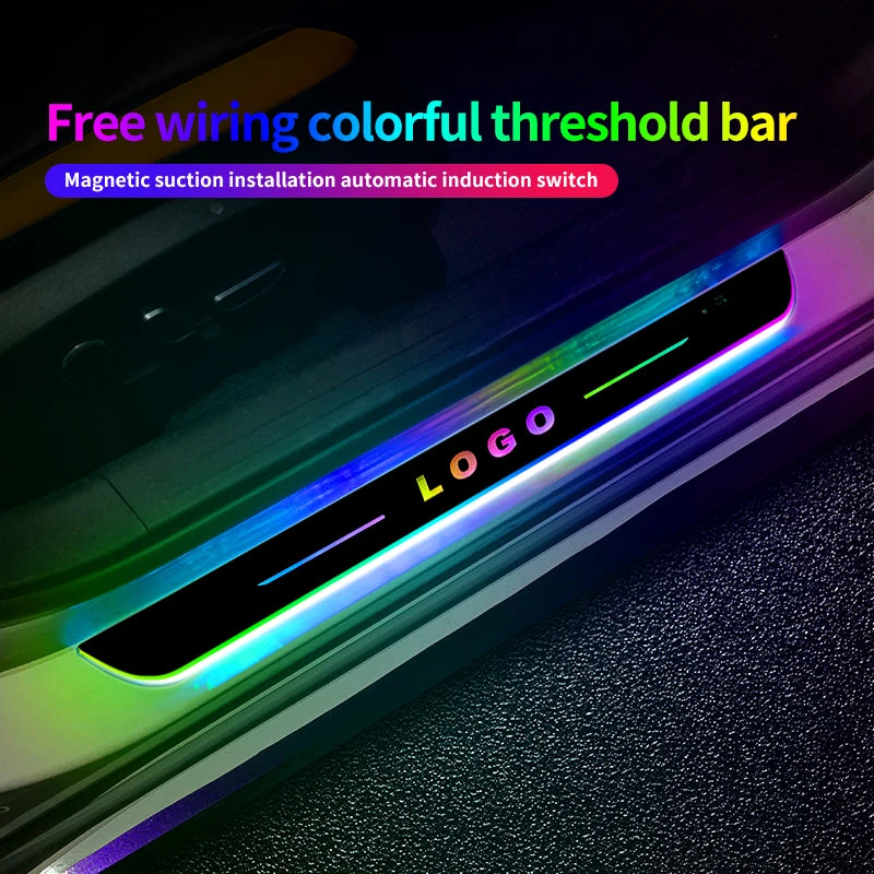 LED Car Door Sill Light – Custom Logo Projector Lamp with USB Power & Moving Welcome Light