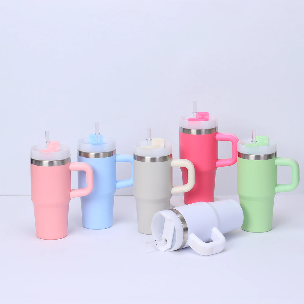 Mini 14oz Stainless Steel Tumbler Insulation Coffee Cup Water Bottle Mug With Straw In-Car Vacuum Flasks Mug For Holiday Gifts