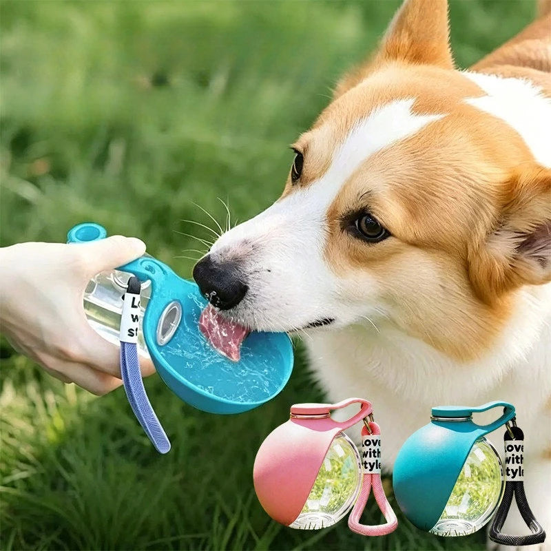 2-in-1 Portable Dog Water Bottle & Foldable Bowl – Leak-Proof Travel Pet Feeder