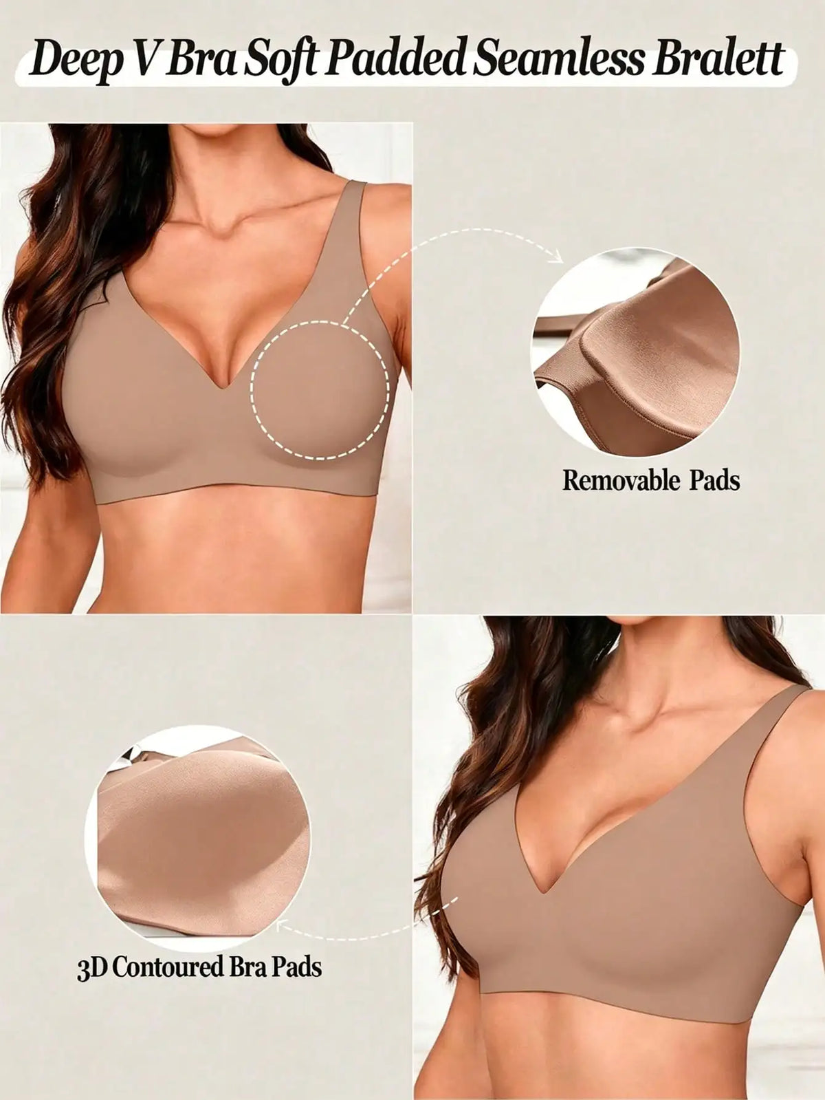 Women's Seamless Wireless Push Up Bralette | Removable Pad | Comfort Fit