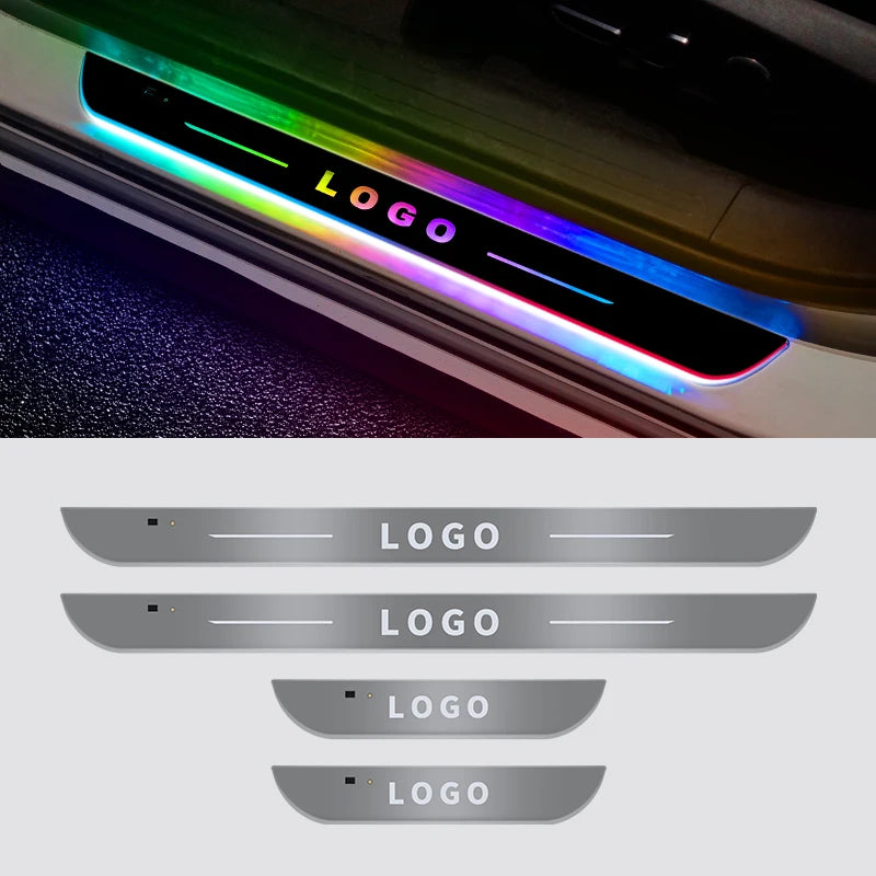 LED Car Door Sill Light – Custom Logo Projector Lamp with USB Power & Moving Welcome Light