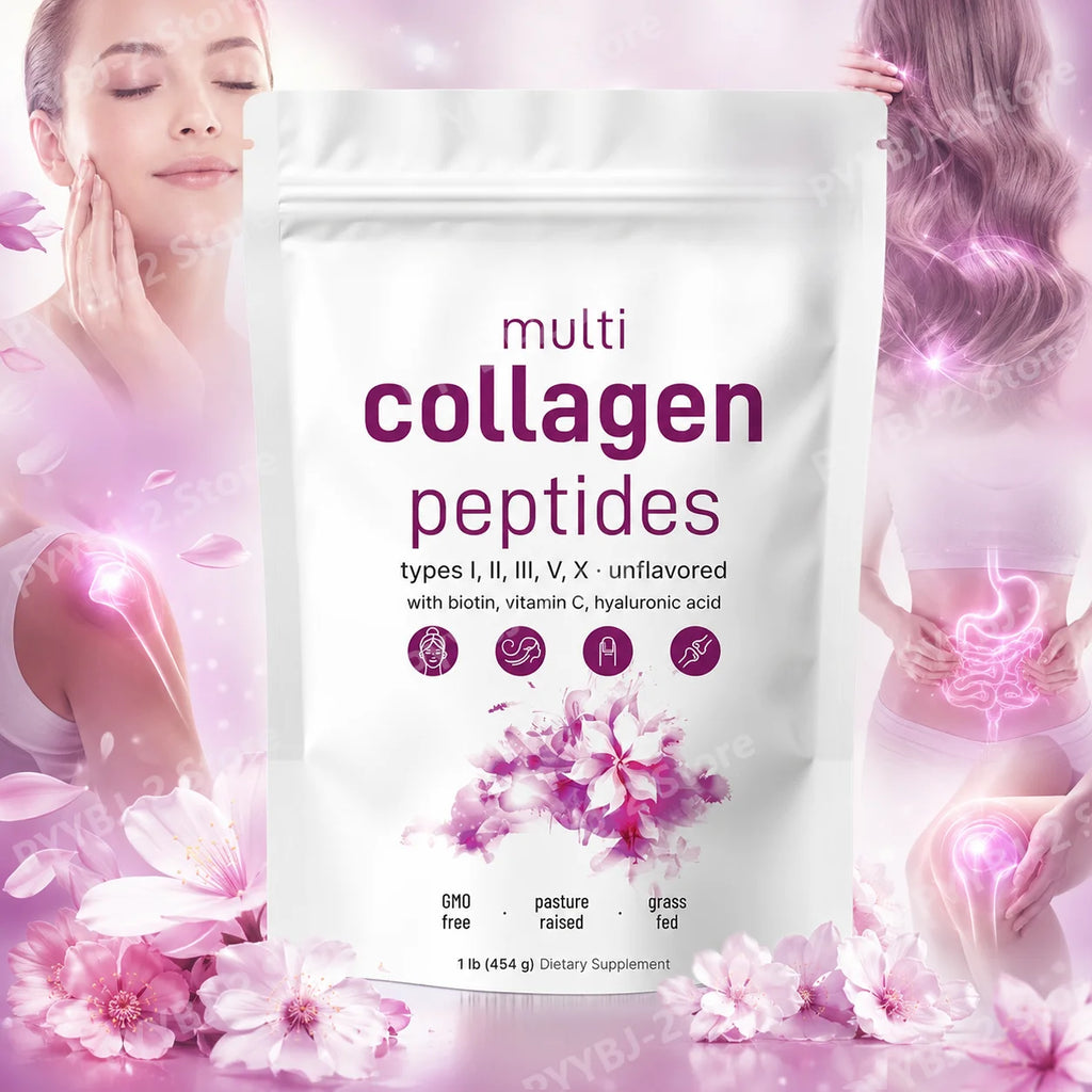 Multi-Collagen Peptides Powder – Hydrolyzed Collagen Blend with Vitamin C & Biotin Supports Skin,Hair and Nail  Health 454g/1lb
