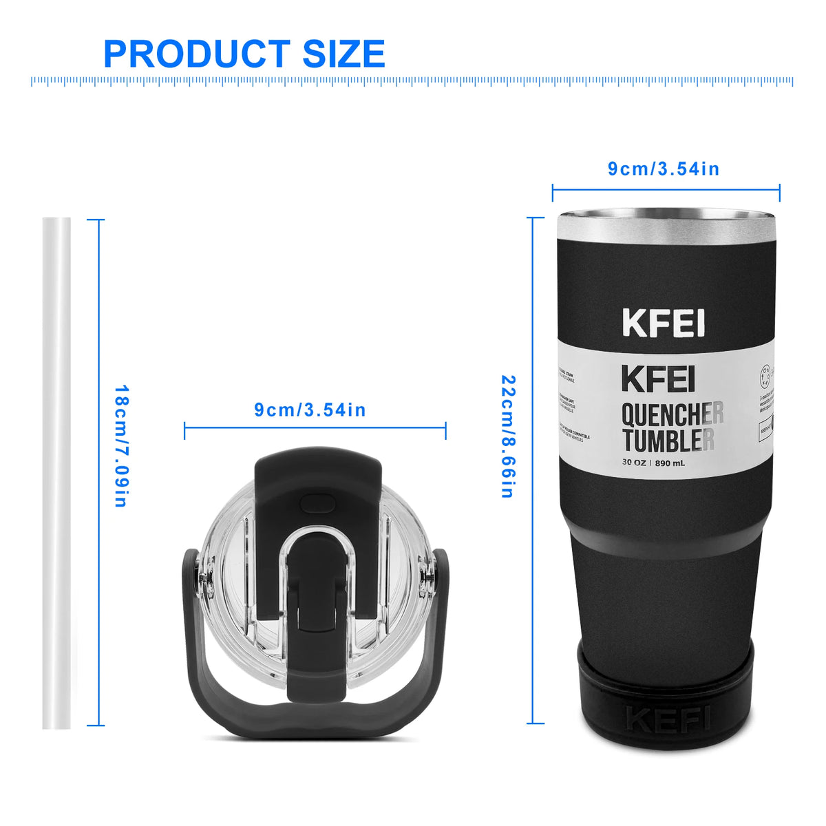 30oz Stainless Steel Insulated Tumbler – Double Wall with Lid & Straw