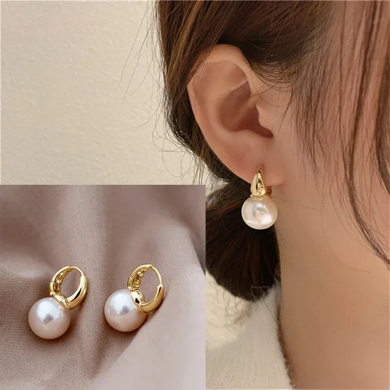 Pearl Drop Earrings – Gold-Tone Minimalist Wedding & Gift Jewelry
