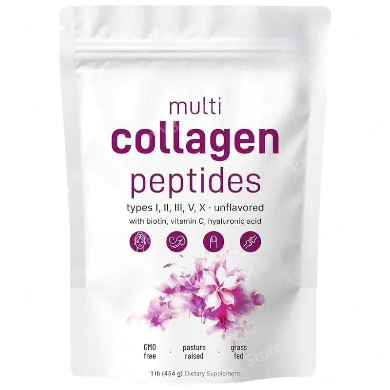 Multi-Collagen Peptides Powder – Hydrolyzed Collagen Blend with Vitamin C & Biotin Supports Skin,Hair and Nail  Health 454g/1lb