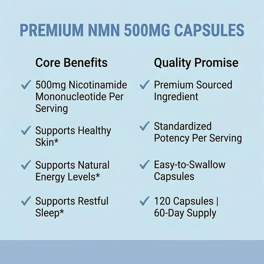 NMN Nicotinamide Mononucleotide - Reduces Wrinkles, Increases Skin Elasticity and Supports Cell Repair and Growth