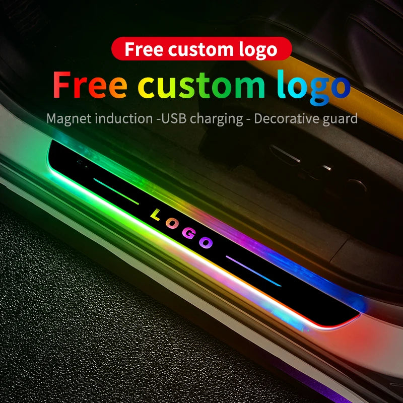 LED Car Door Sill Light – Custom Logo Projector Lamp with USB Power & Moving Welcome Light
