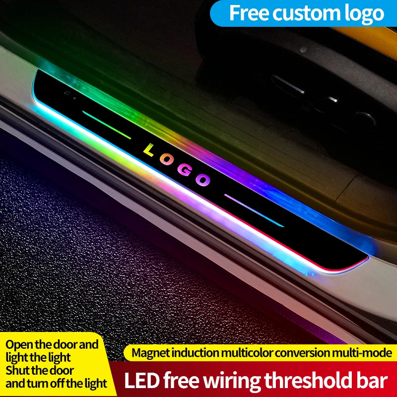 LED Car Door Sill Light – Custom Logo Projector Lamp with USB Power & Moving Welcome Light
