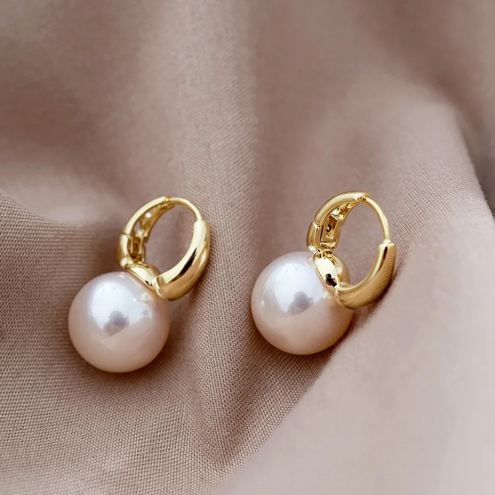 Pearl Drop Earrings – Gold-Tone Minimalist Wedding & Gift Jewelry