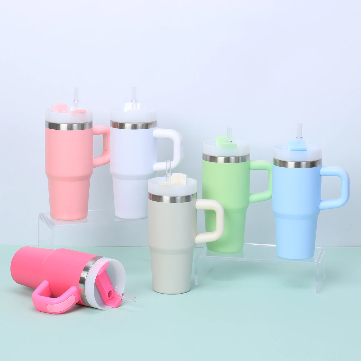 Mini 14oz Stainless Steel Tumbler Insulation Coffee Cup Water Bottle Mug With Straw In-Car Vacuum Flasks Mug For Holiday Gifts