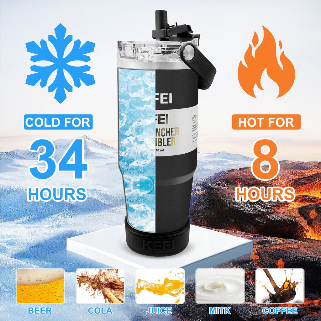30oz Stainless Steel Insulated Tumbler – Double Wall with Lid & Straw