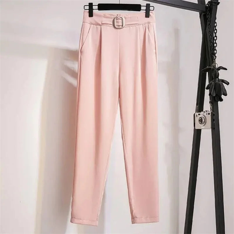 Women's Korean 3-Piece Blazer Set – Loose Suit, Crop Top & High-Waist Pants