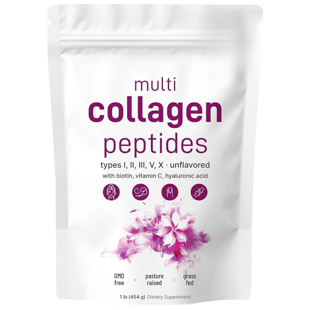 Multi-Collagen Peptides Powder – Hydrolyzed Collagen Blend with Vitamin C & Biotin Supports Skin,Hair and Nail  Health 454g/1lb